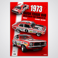 1973 Hardie-Ferodo Bathurst 1000 Peter Brock Holden Torana GTR XU-1 Print Poster